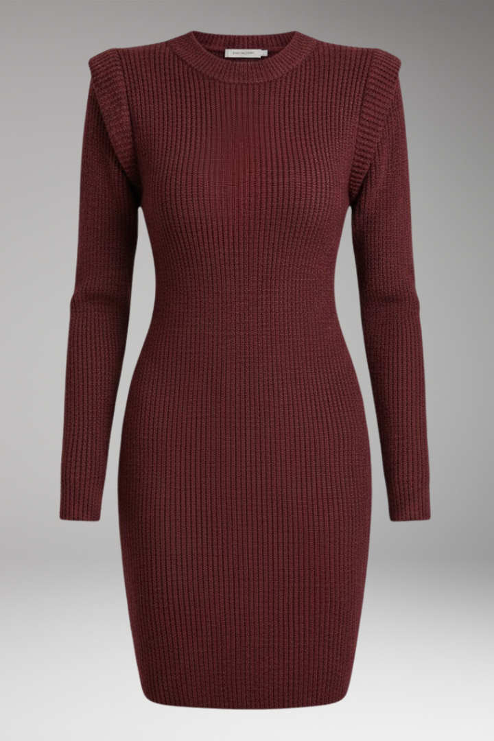 Women's Long Sleeve Round Neck Dress - 
Fashinoza