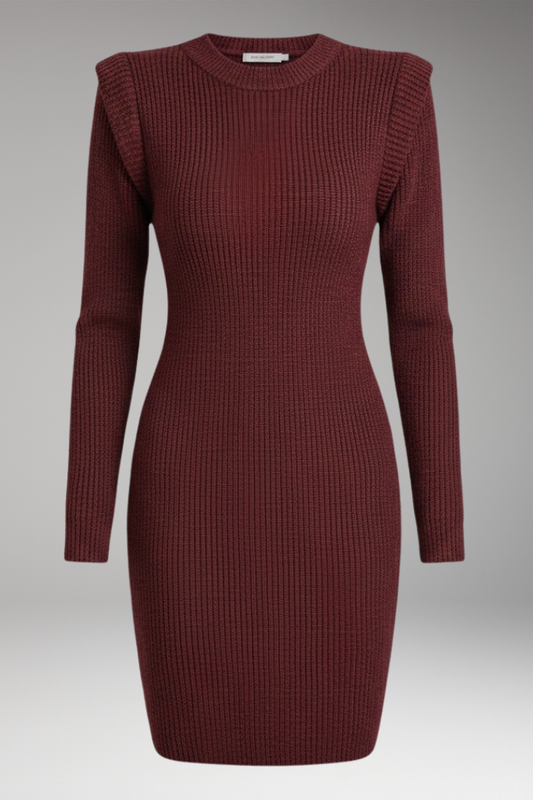 Women's Long Sleeve Round Neck Dress - 
Fashinoza