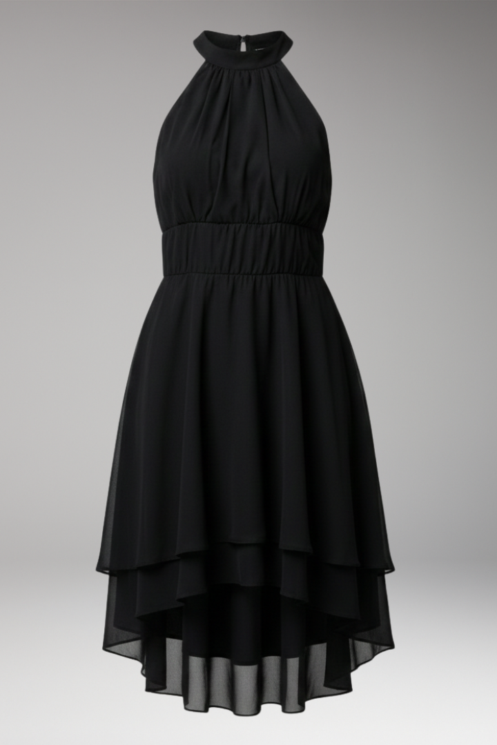 Women's Ruffle Round Neck Dress - 
Fashinoza