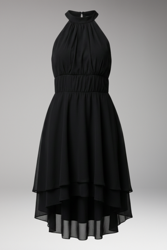 Women's Ruffle Round Neck Dress - 
Fashinoza