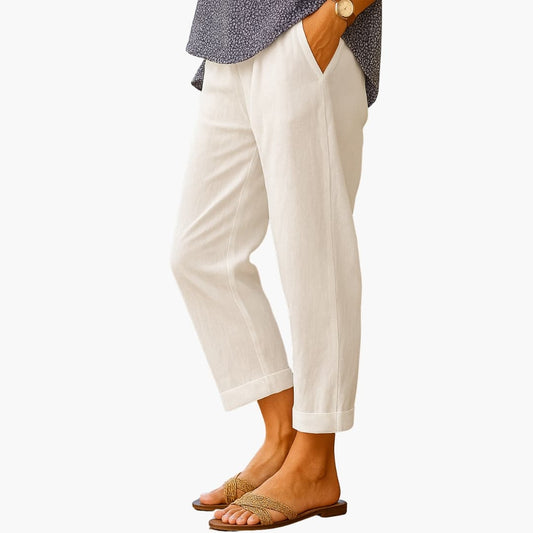 Women's Elastic Waist Pants With Pockets - Fashinoza