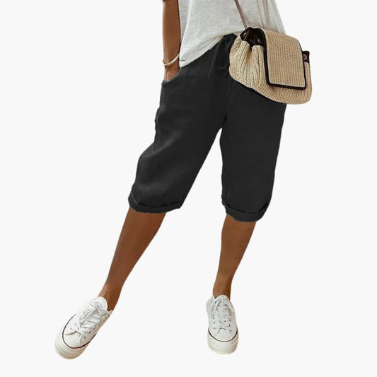 Women's Straight Leg Shorts Elastic Waist - Fashinoza