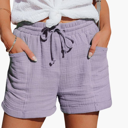 Women's Elastic Waist Shorts with Pockets