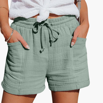 Women's Elastic Waist Shorts with Pockets - Fashinoza