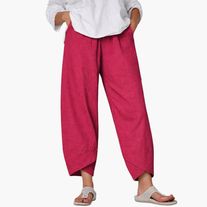 Women's Tapered Pants Elastic Waist Full-Length Black Trousers