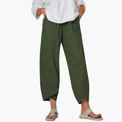 Women's Tapered Pants Elastic Waist Full-Length Black Trousers