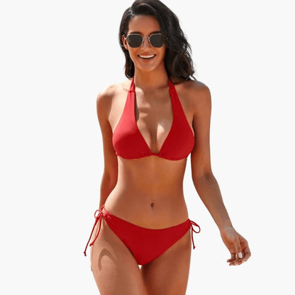 Women's Floral Halter Bikini Adjustable Tie