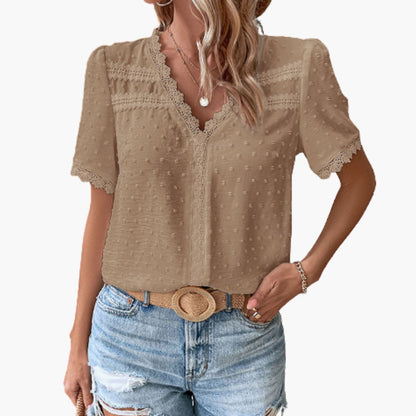 Women's Lace Blouse Floral Sheer - Fashinoza