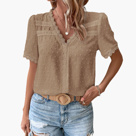 Women's Lace Blouse Floral Sheer - Fashinoza