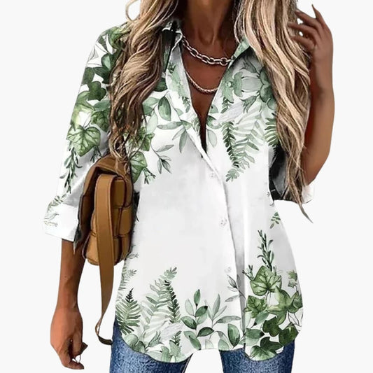 Women's Floral Blouse 3/4 Sleeve Woven - Fashinoza