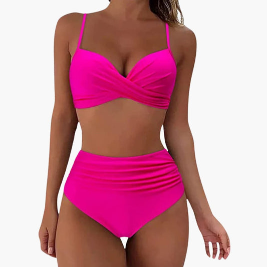 Women's Floral Bikini Set Elastic Waist - Fashinoza