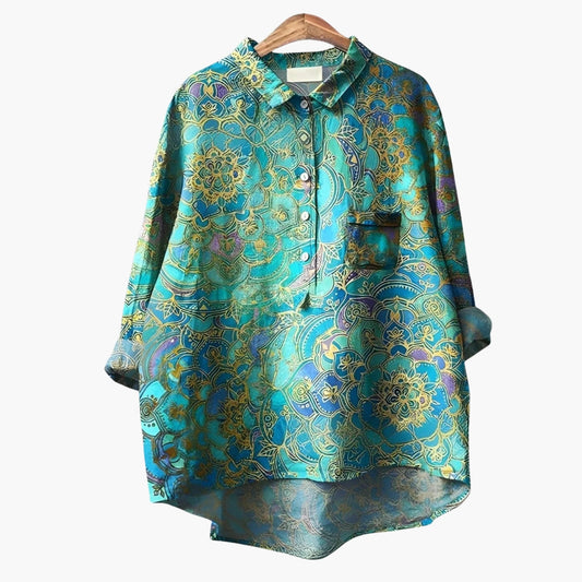 Women's Floral Blouse Short Sleeve Woven - Fashinoza