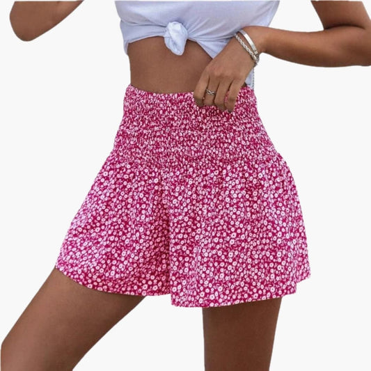 Women's Floral Shorts Elastic Waist - Fashinoza