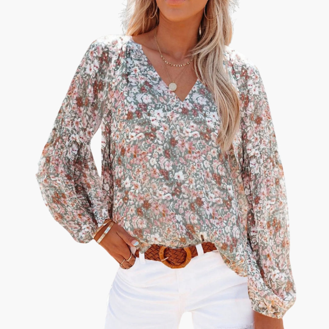 Women's Short Sleeve Floral Blouse