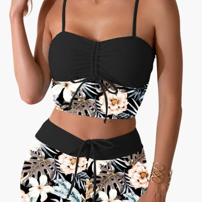 Women's Floral Ruffle Bikini Set Swim Shorts - Fashinoza