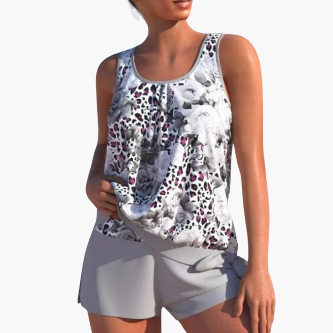 Women's Floral Tankini Swimsuit Adjustable Straps