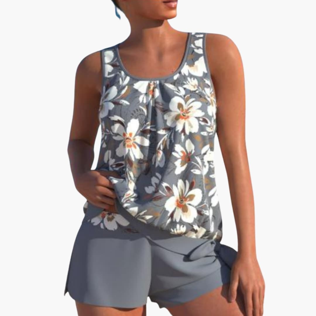 Women's Floral Tankini Swimsuit Adjustable Straps