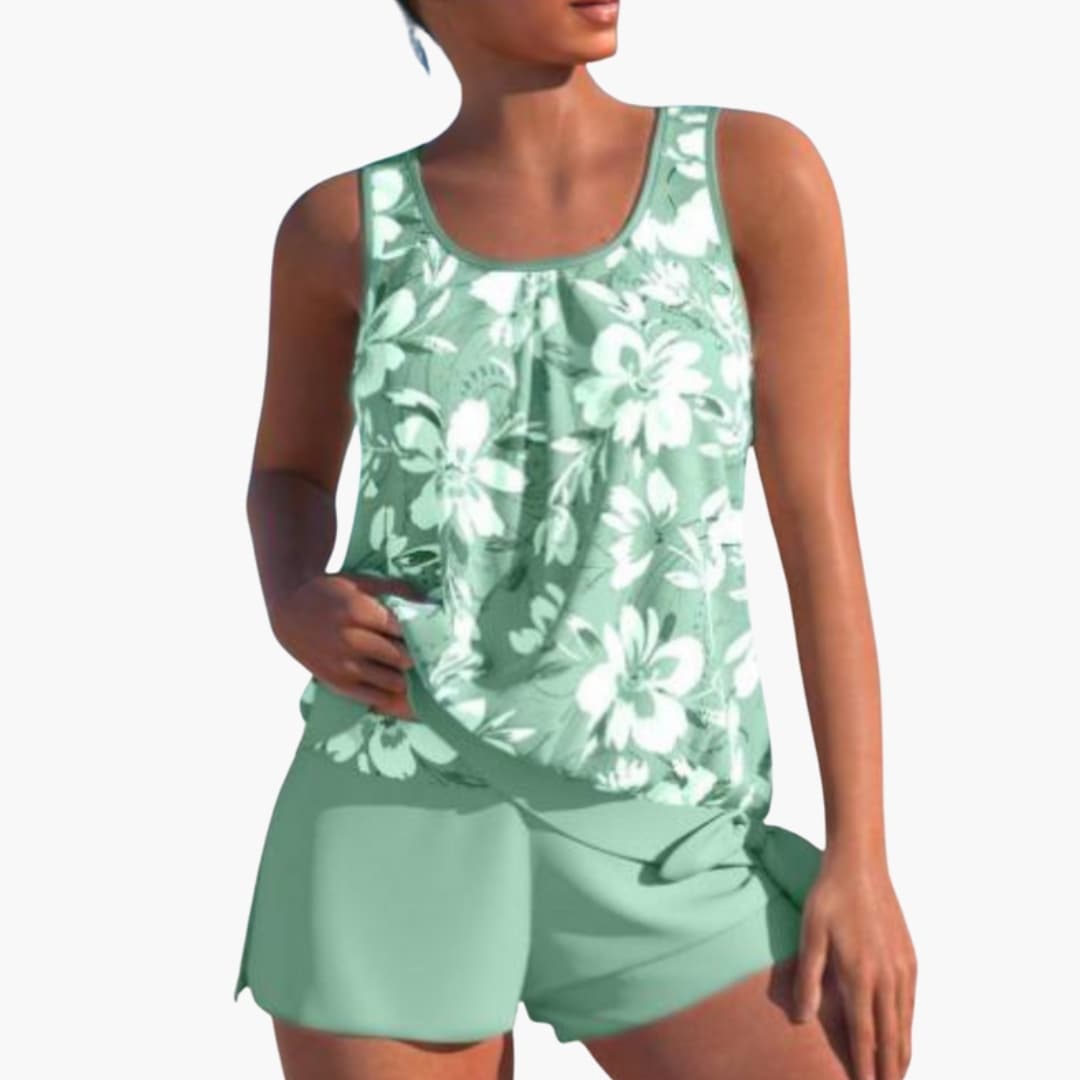 Women's Floral Tankini Swimsuit Adjustable Straps