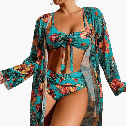Women's Floral Bikini Set 3 Piece - Fashinoza