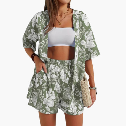 Women's Floral Two-Piece Shorts Set - Fashinoza
