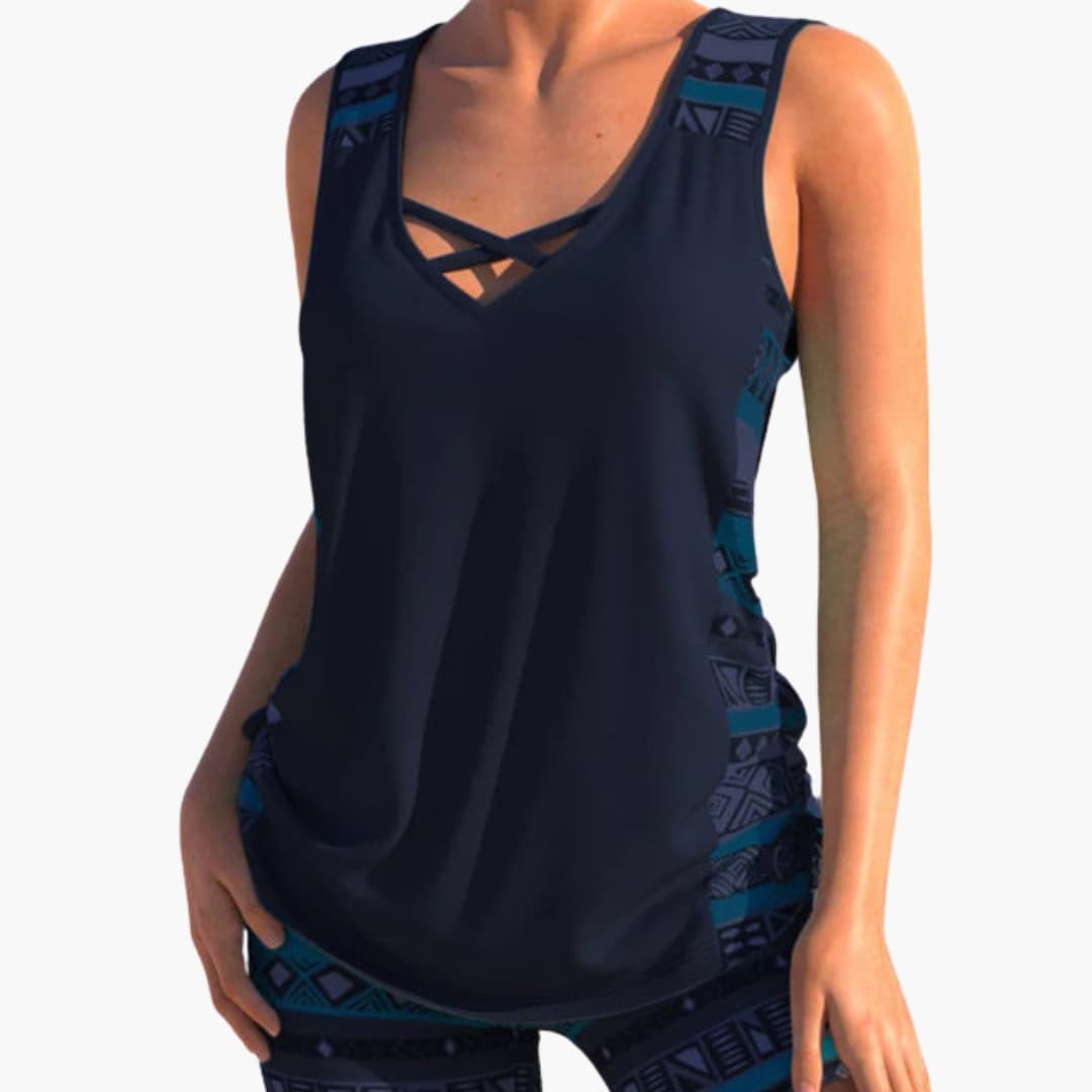 Women's Geometric Print Tankini Swimsuit Set