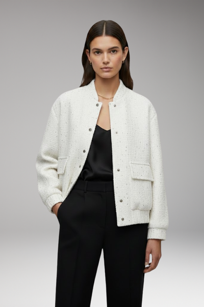 Women's Sequin Bomber Jacket Glitter Zipper