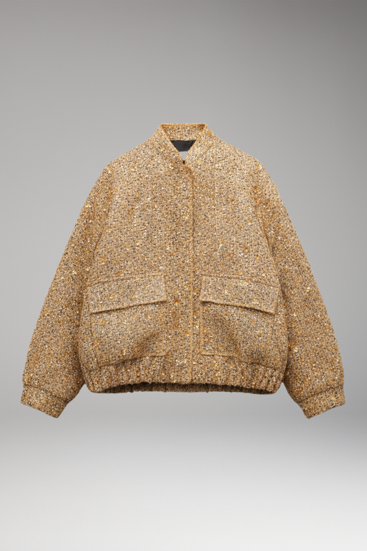 Women's Sequin Bomber Jacket Glitter Zipper - 
Fashinoza