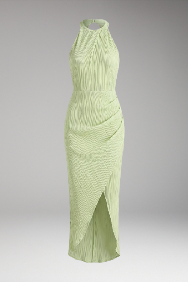 Women's Long Halter Dress Split Back Cutout - 
Fashinoza