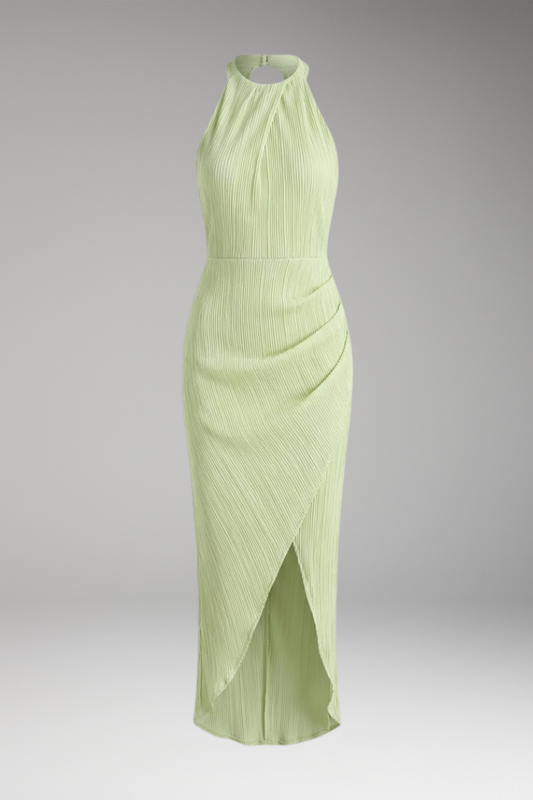 Women's Long Halter Dress Split Back Cutout - 
Fashinoza