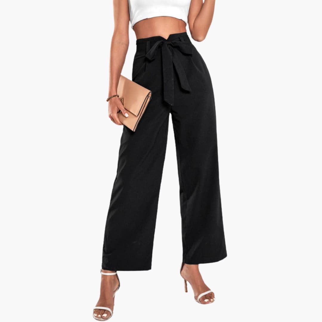 Women's High Waist Palazzo Pants Tie Belt - Fashinoza