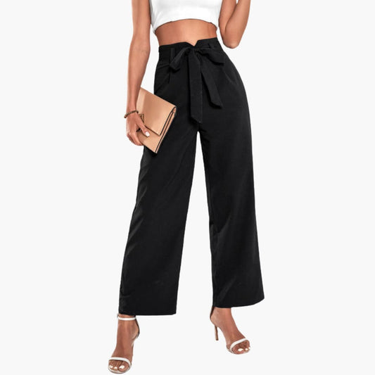 Women's High Waist Palazzo Pants Tie Belt - Fashinoza