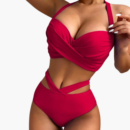 Women's High Waisted Bikini Set Shaping Panel - Fashinoza