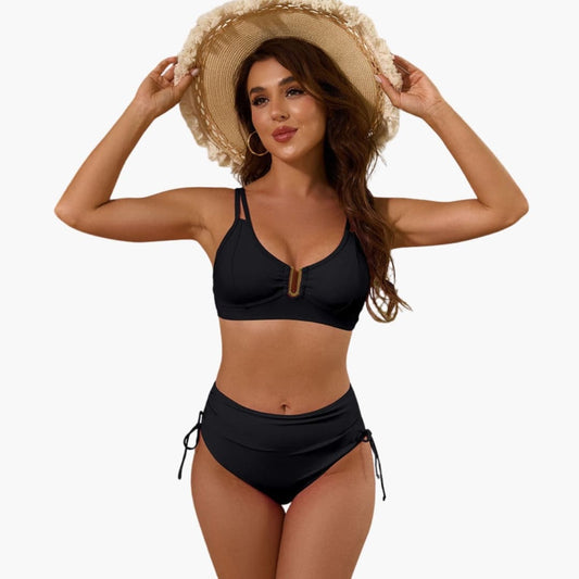 Women's High-Waisted Bikini Set Split Strap - Fashinoza