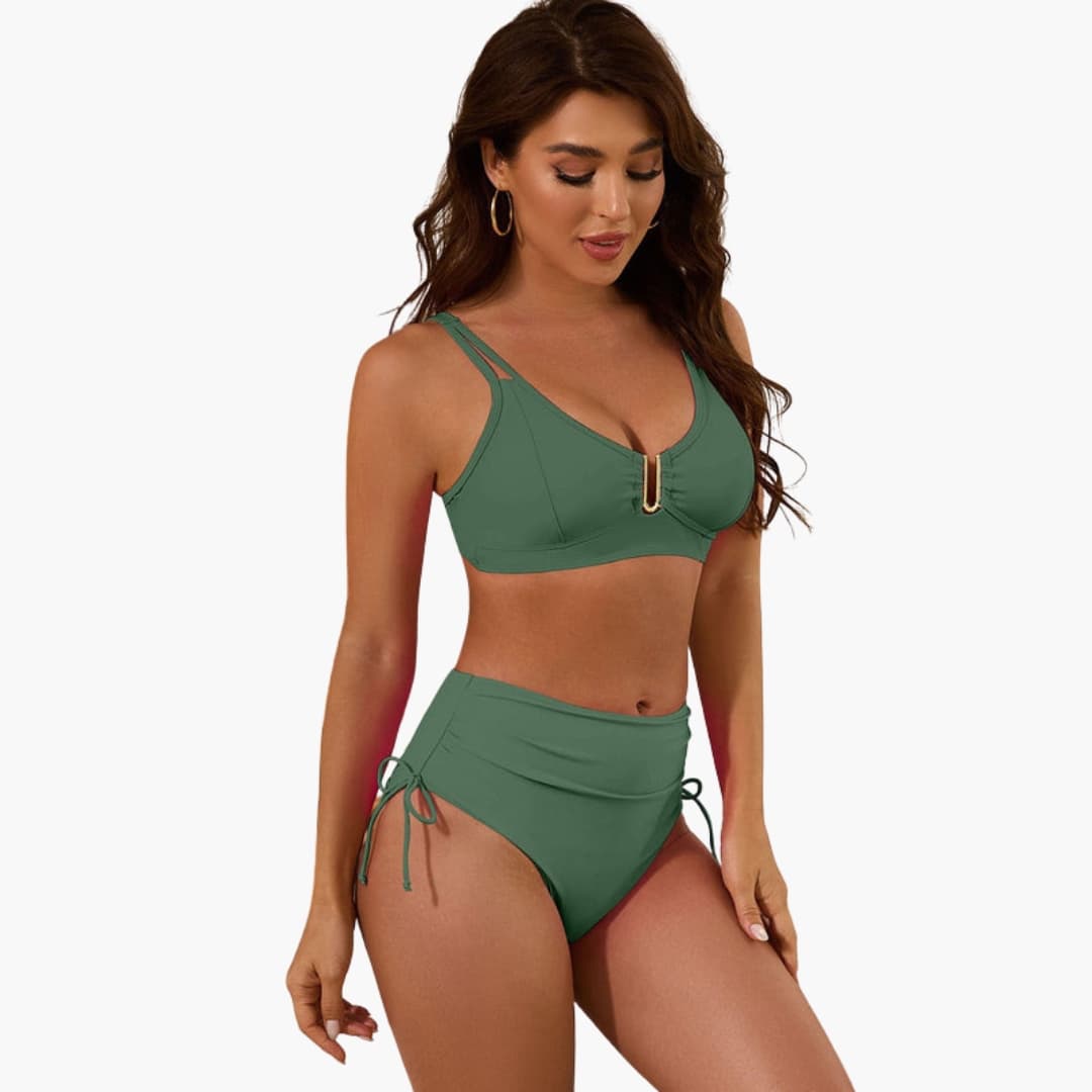 Women's High-Waisted Bikini Set Split Strap