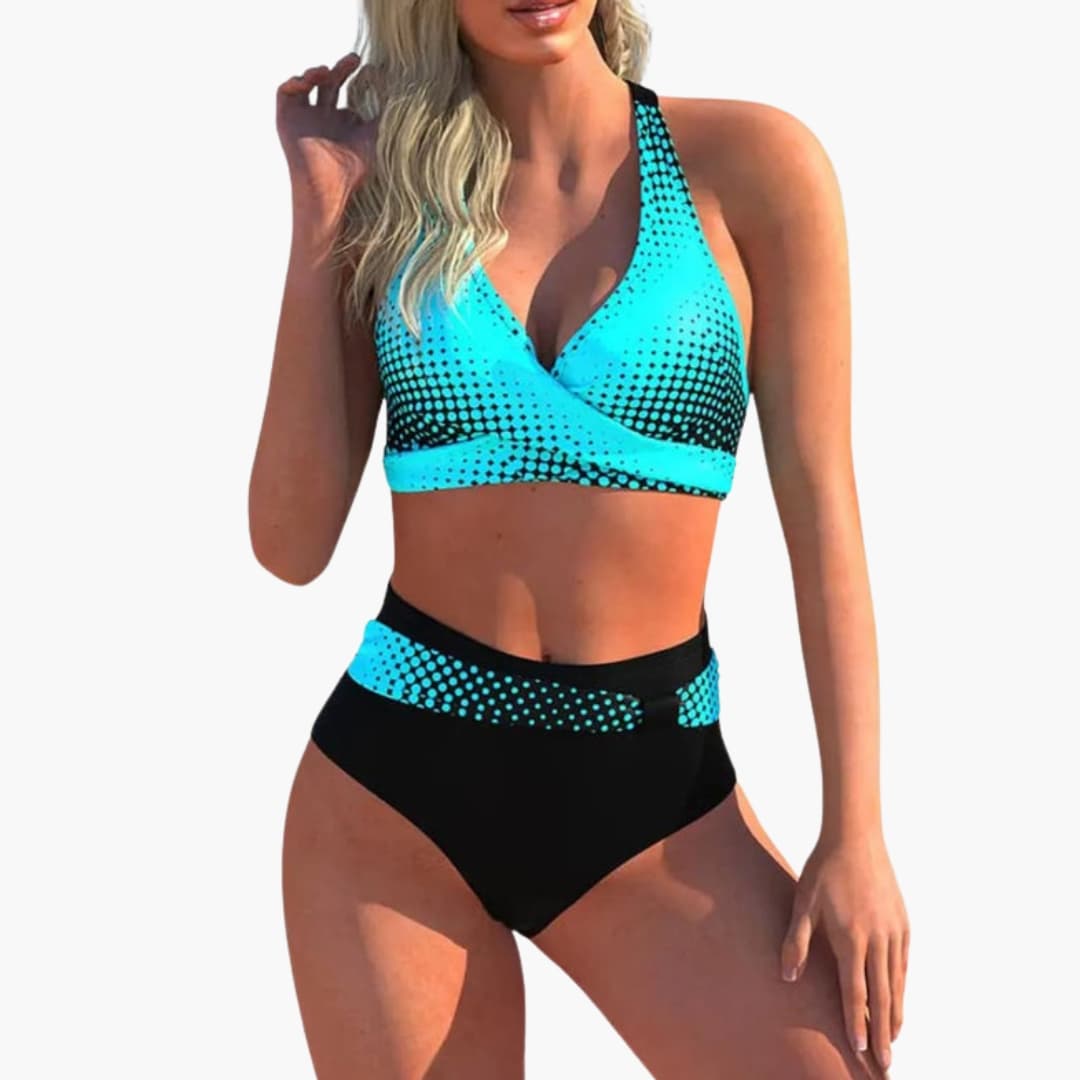 Women's High Waisted Bikini Set Cross Front