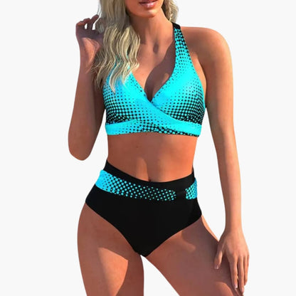 Women's High Waisted Bikini Set Cross Front