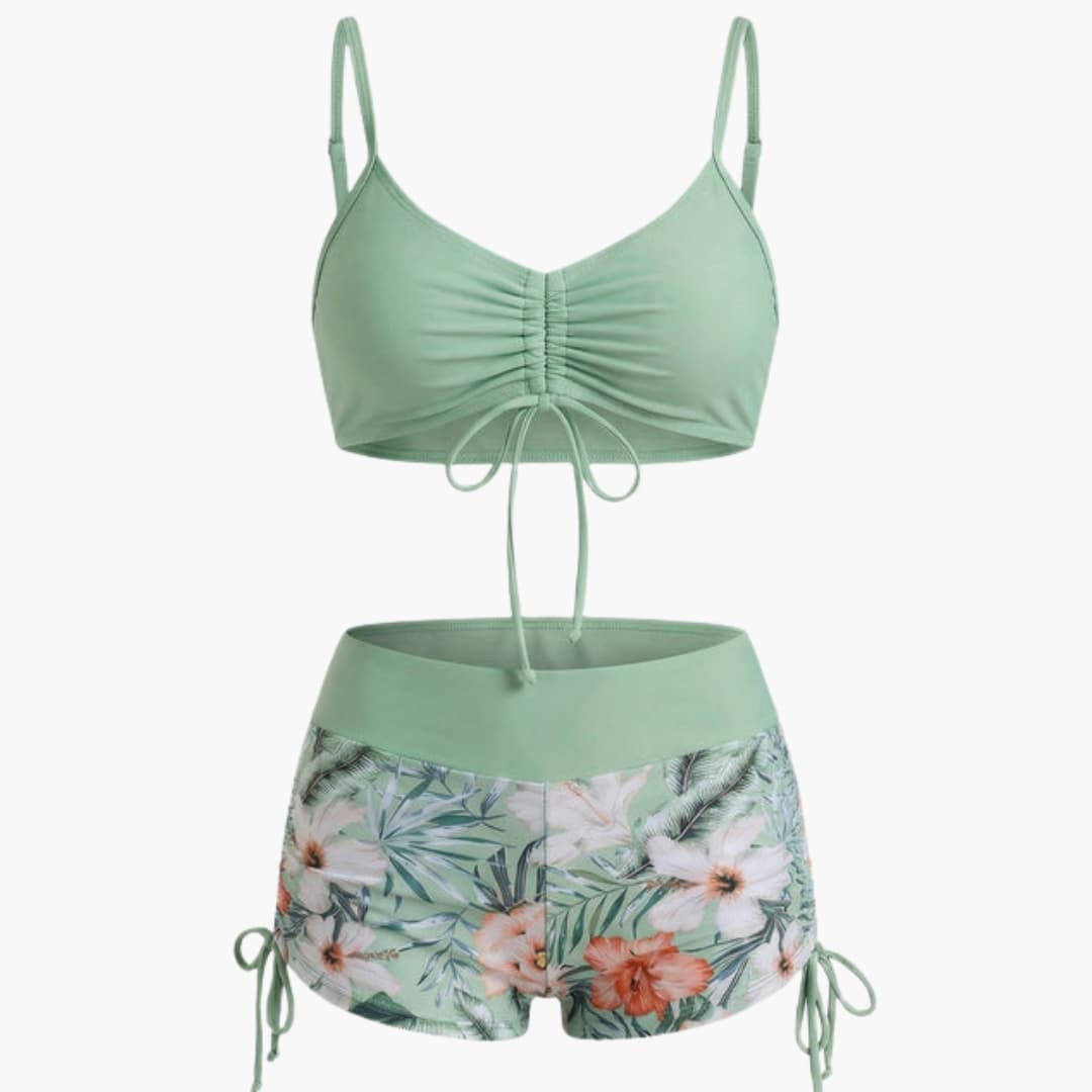 Women's Floral High Waisted Two Piece Bikini Set