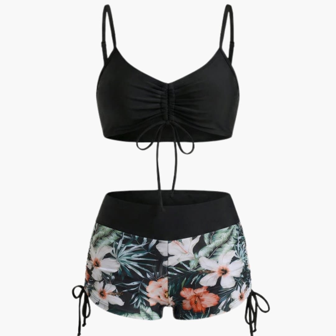 Women's Floral High Waisted Two Piece Bikini Set