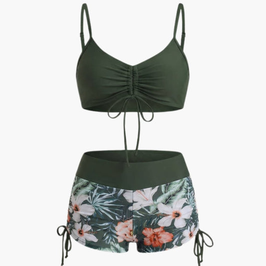 Women's Floral High Waisted Two Piece Bikini Set - Fashinoza