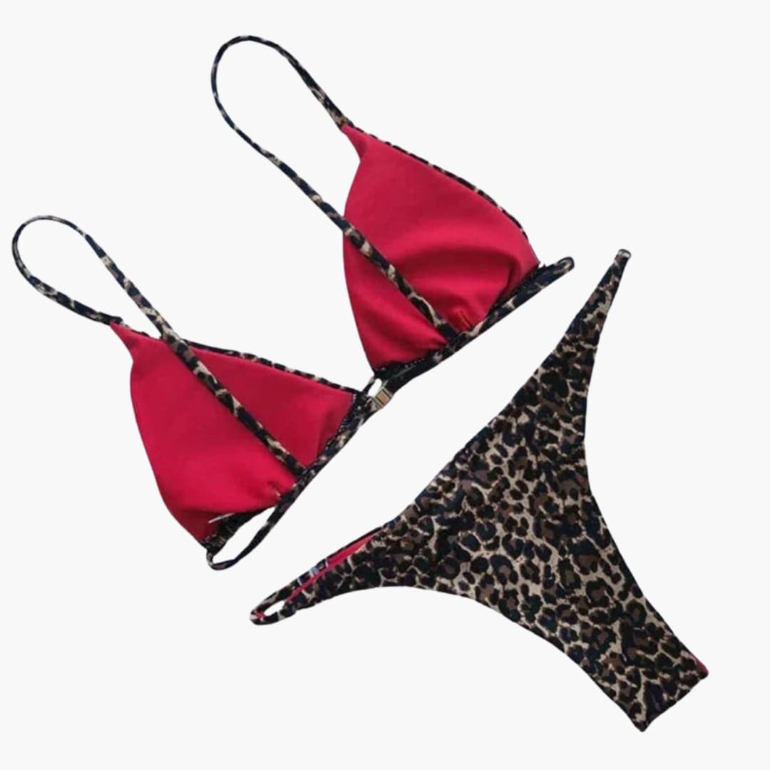 Women's High Waisted Leopard Bikini Set