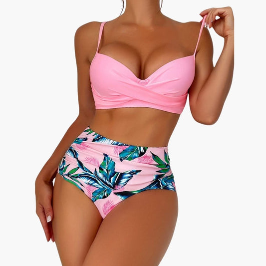 Women's High Waisted Padded Push Up Bikini Set - Fashinoza