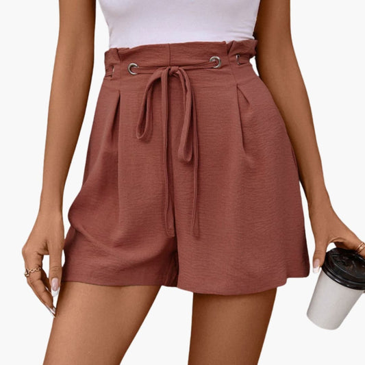 Women's High Waisted Pleated Shorts Straight Leg - Fashinoza