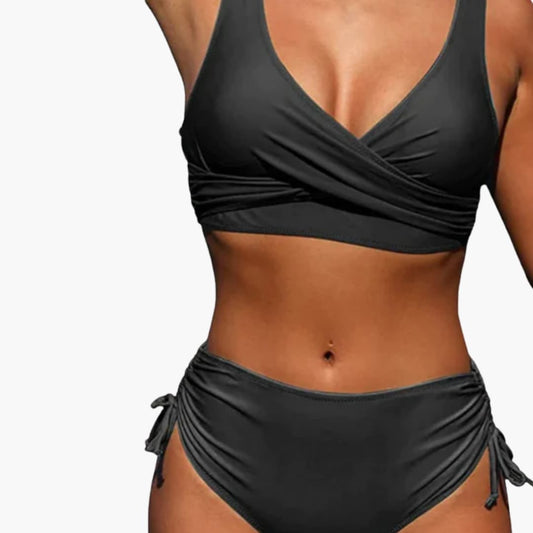 Women's High-Waisted Bikini Set Scoop Neck Two Piece - Fashinoza