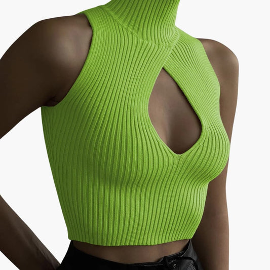 Women's Sleeveless Crop Stretch Cotton - Fashinoza