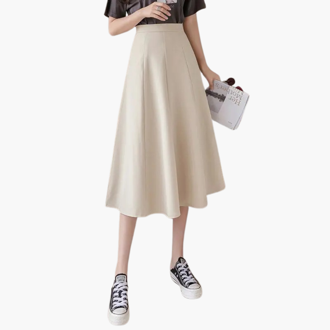 Women's High Waist Midi A-Line Skirt