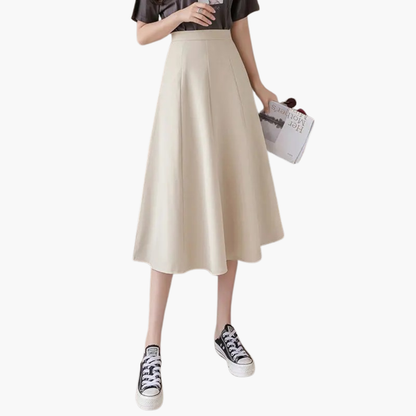 Women's High Waist Midi A-Line Skirt