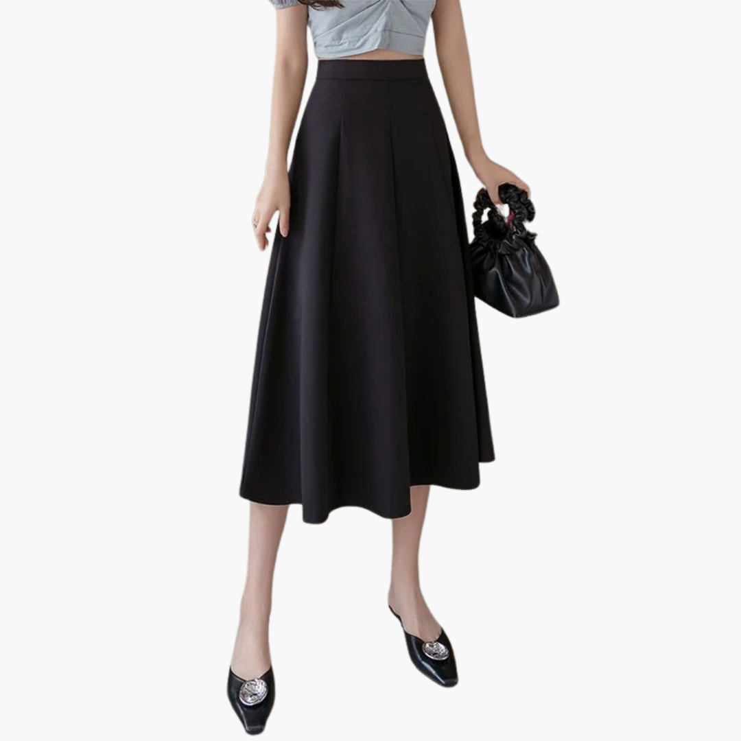 Women's High Waist Midi A-Line Skirt - Fashinoza