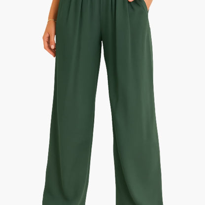 Women's High Waist Elastic Pants Wide Leg