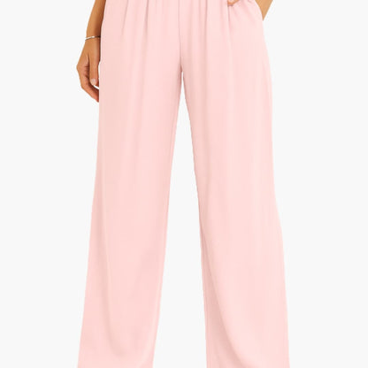 Women's High Waist Elastic Pants Wide Leg