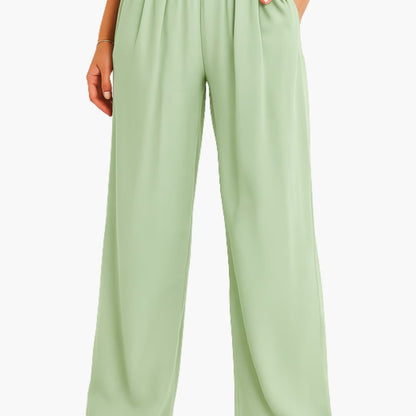 Women's High Waist Elastic Pants Wide Leg